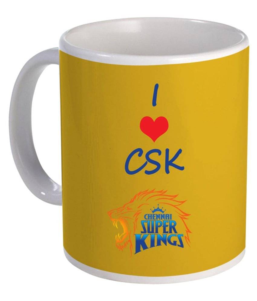     			COLOR YARD CSK ipl ride printed Ceramic Coffee Mug 1 Pcs 325 ml