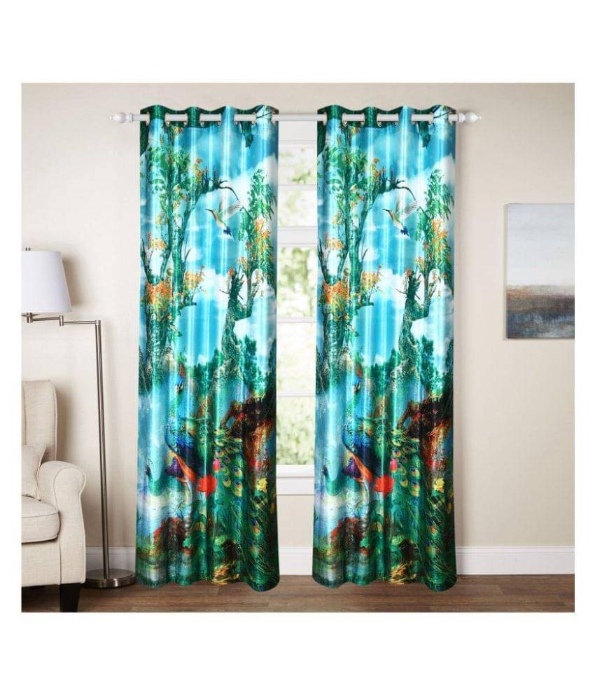     			E-Retailer Single Door Semi-Transparent Eyelet Polyester Curtains Multi Color
