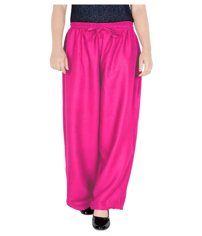 Sttoffa - Pink Rayon Loose Fit Women's Casual Pants  ( Pack of 1 ) - Trousers | Buy online on ZillyBuy