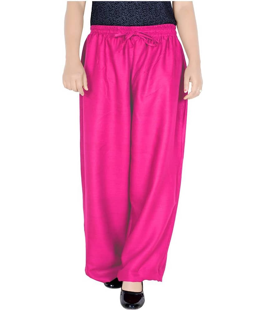 Sttoffa - Pink Rayon Loose Fit Women's Casual Pants ( Pack of 1 ) - Trousers | Buy online on ZillyBuy