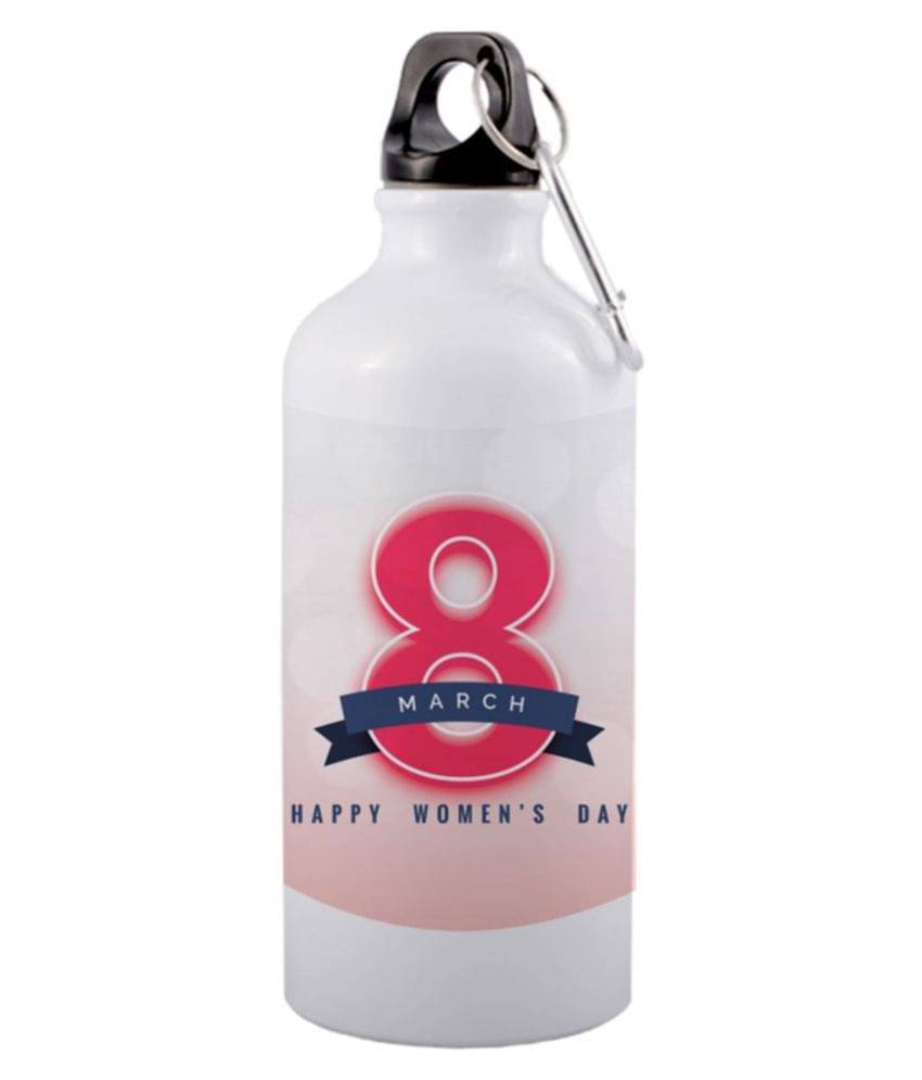 COLOR YARD best design printed White 600 ml Aluminum Water Bottle Set of 1 COLOR YARD best design printed White 600 ml Aluminum Water Bottle Set of 1