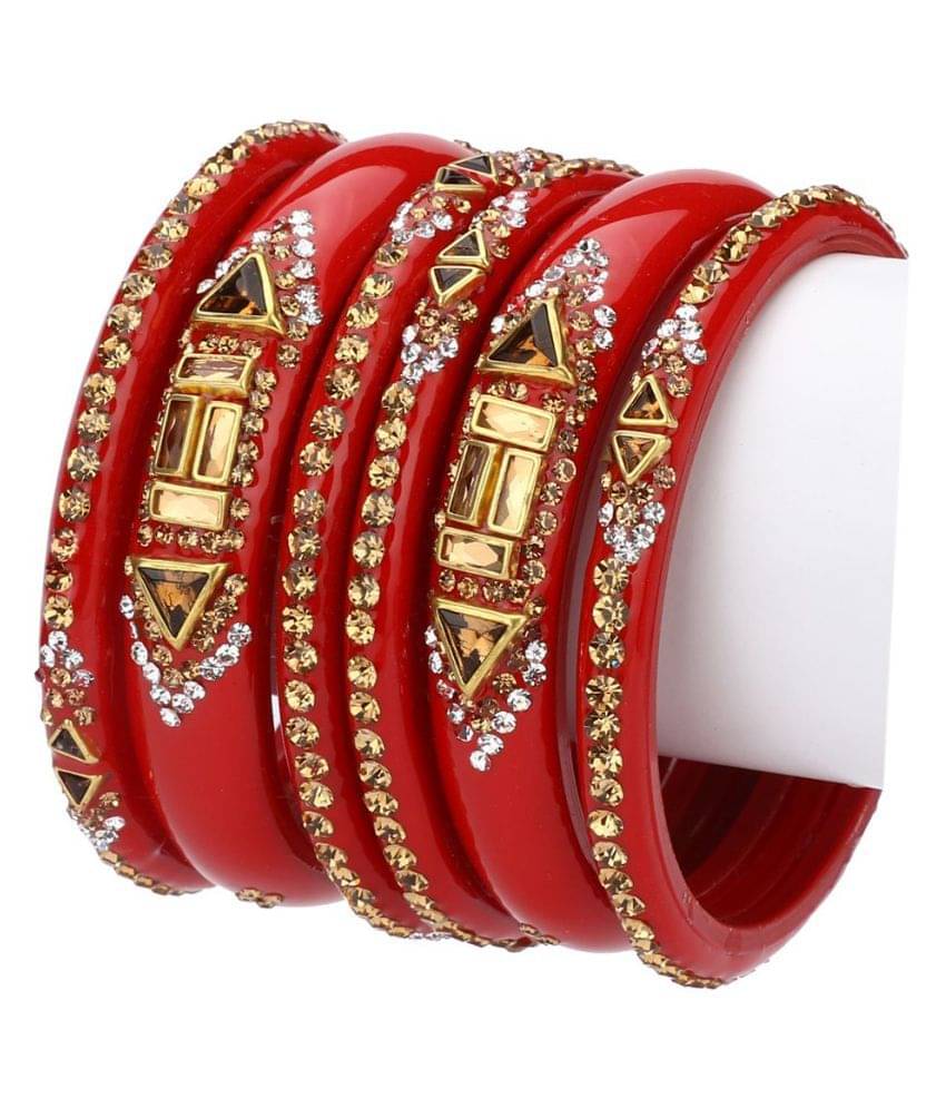 Afast Designer Colorful Collection Red & Golden 6 Fashion Bangle Set Ornamented With Exclusive Beads-GB1 Afast Designer Colorful Collection Red & Golden 6 Fashion Bangle Set Ornamented With Exclusive Beads-GB1