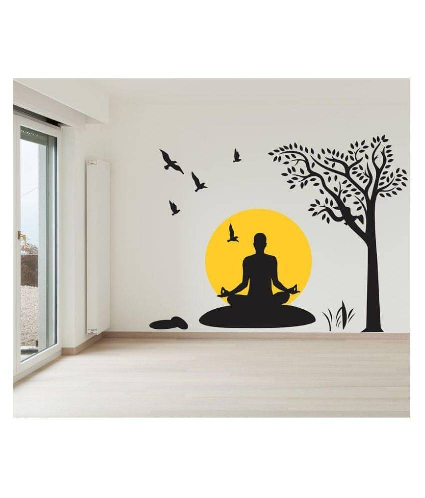     			Wallzone Budha Abstract Sticker ( 90 x 95 cms )