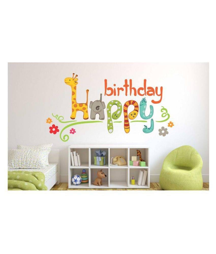     			Wallzone Happy Birthday Abstract Sticker ( 40 x 75 cms )