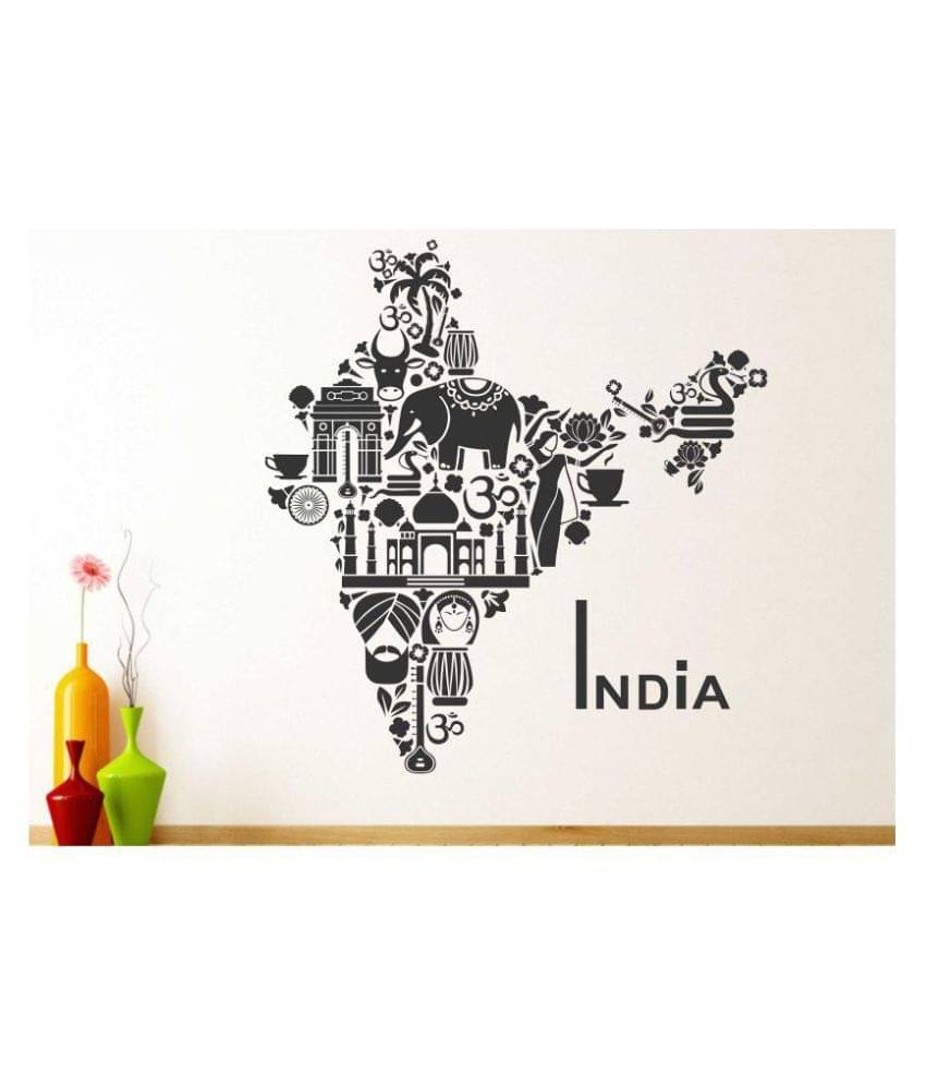     			Wallzone Maps Abstract Sticker ( 90 x 85 cms )