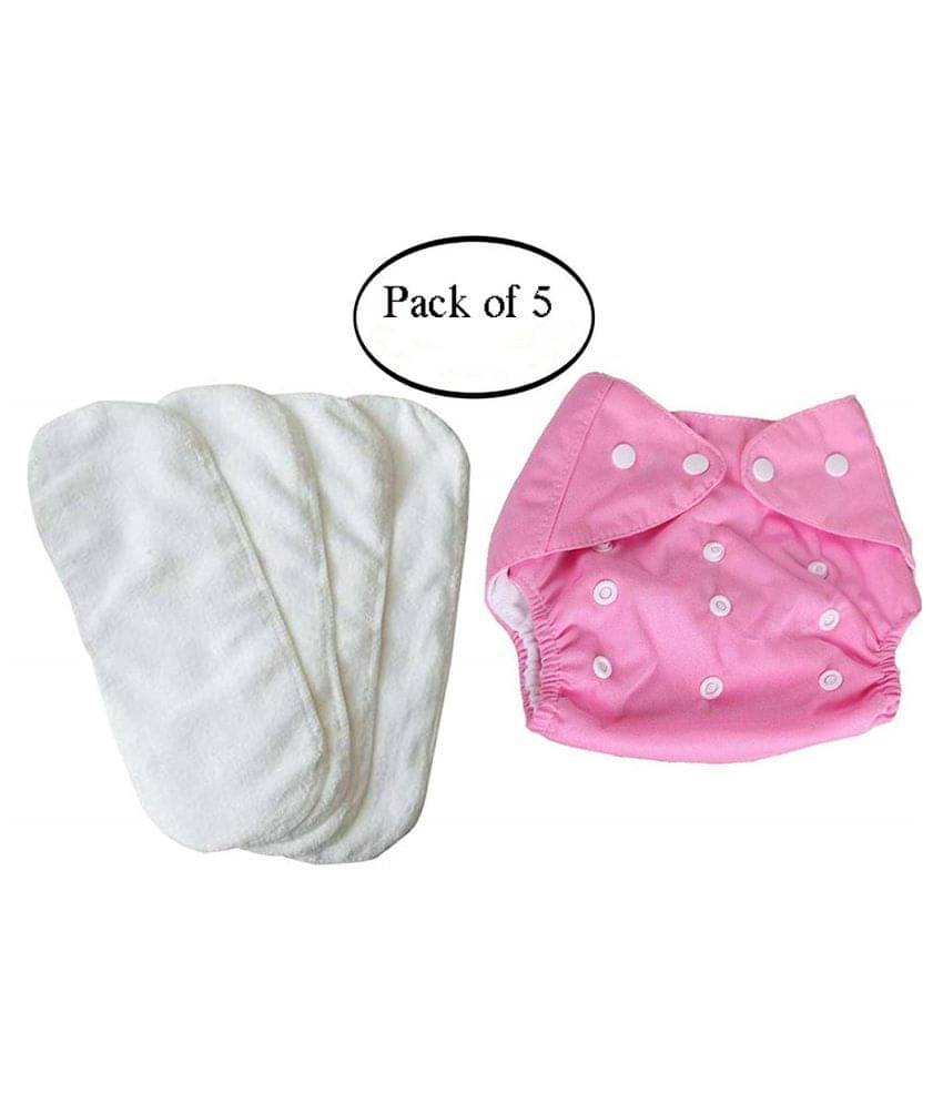 YUTIRITI 5 Pc Combo 1 Pc Plain Adjustable Diaper 4 Pc Diaper Changing Insert Cloth Pad for Babies YUTIRITI 5 Pc Combo 1 Pc Plain Adjustable Diaper 4 Pc Diaper Changing Insert Cloth Pad for Babies
