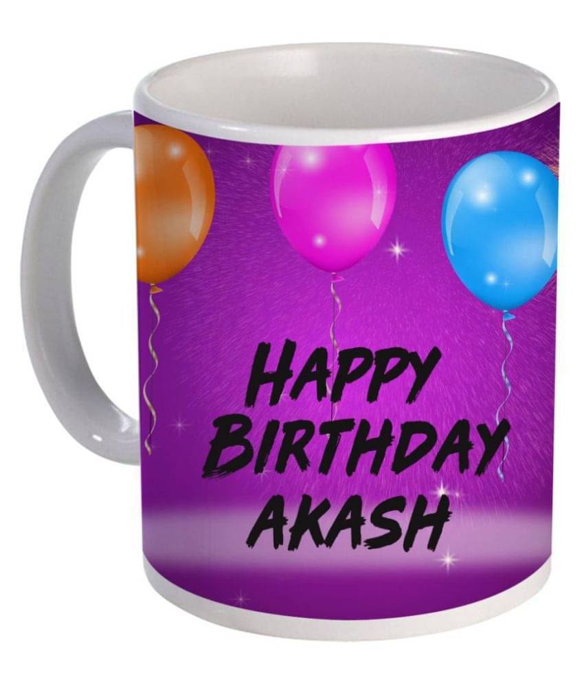     			COLOR YARD happy birthday Akash Ceramic Coffee Mug 1 Pcs 325 ml