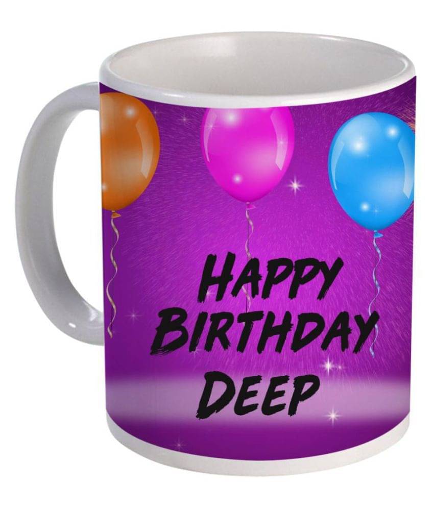    			COLOR YARD happy birthday Deep Ceramic Coffee Mug 1 Pcs 325 ml