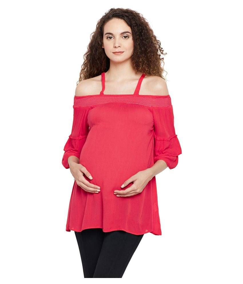 Oxolloxo Red Viscose Maternity Tops Oxolloxo Red Viscose Maternity Tops