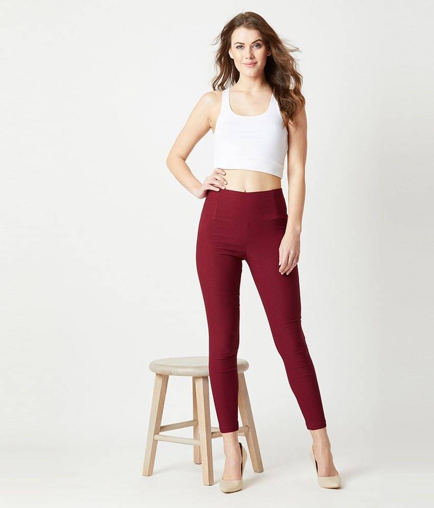     			Miss Chase Polyester Jeggings - Maroon