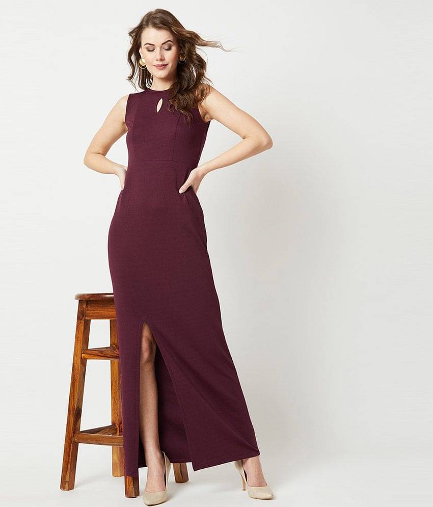 Miss Chase Women Polyester Bodycon Dress ( Maroon ) Miss Chase Women Polyester Bodycon Dress ( Maroon )