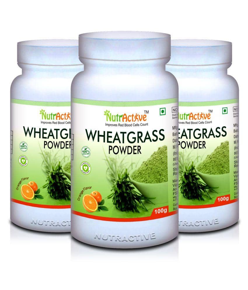 NutrActive Organic Wheatgrass Powder, Nutrition Food 300 gm Powder Pack of 3