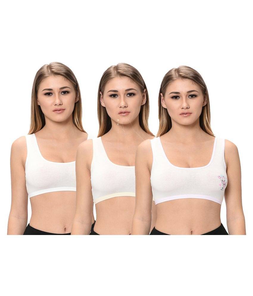 Elina Pack of 3 Poly Cotton Non Padded Women's T-Shirt Bra ( Multi Color ) Elina Pack of 3 Poly Cotton Non Padded Women's T-Shirt Bra ( Multi Color )