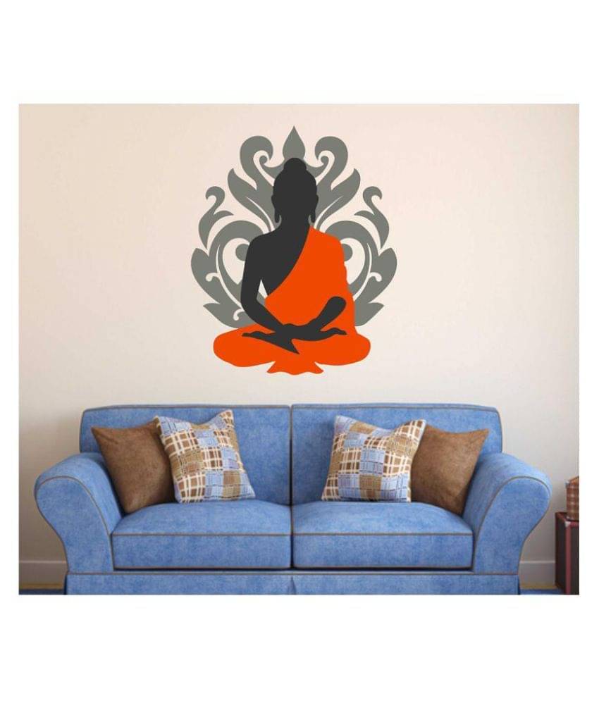     			Wallzone Budha Abstract Sticker ( 50 x 45 cms )