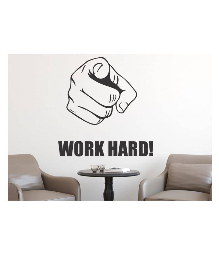    			Wallzone Work Hard Abstract Sticker ( 60 x 60 cms )