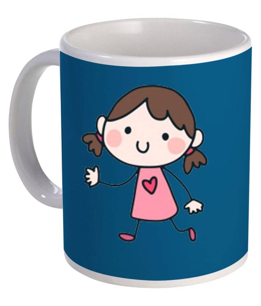     			COLOR YARD pinky girl cartoons Ceramic Coffee Mug 1 Pcs 325 ml