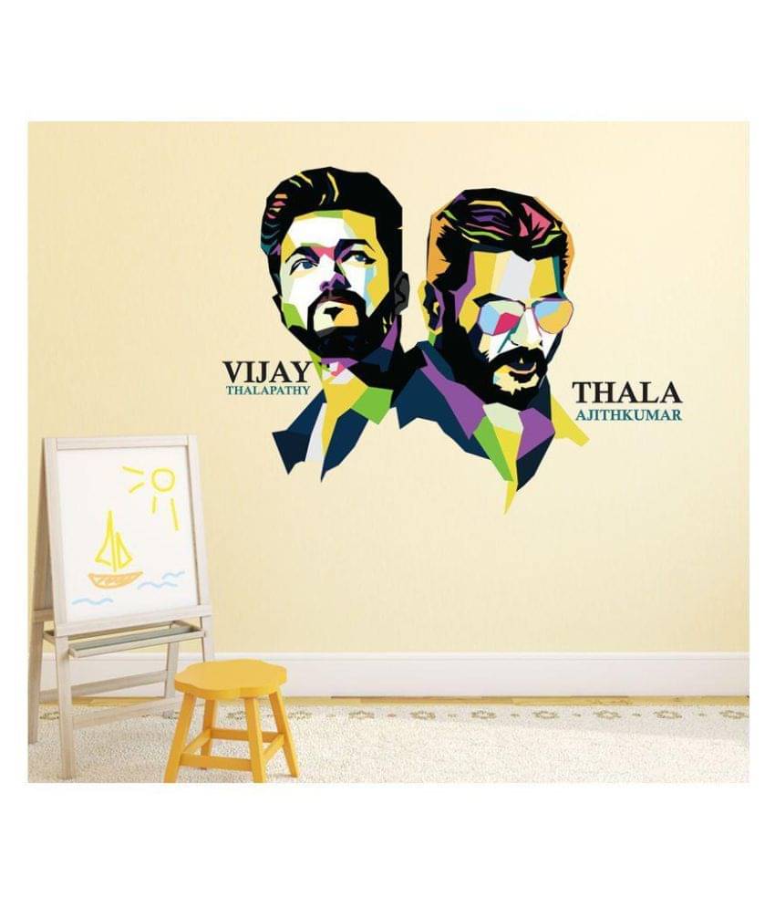     			Wallzone THALA & THALAPTHY Abstract Sticker ( 70 x 50 cms )