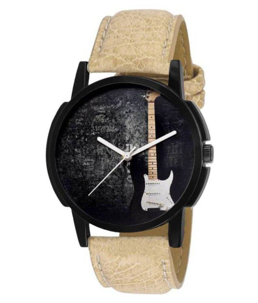     			newmen new stylish attractive cream Leather Analog Men's Watch