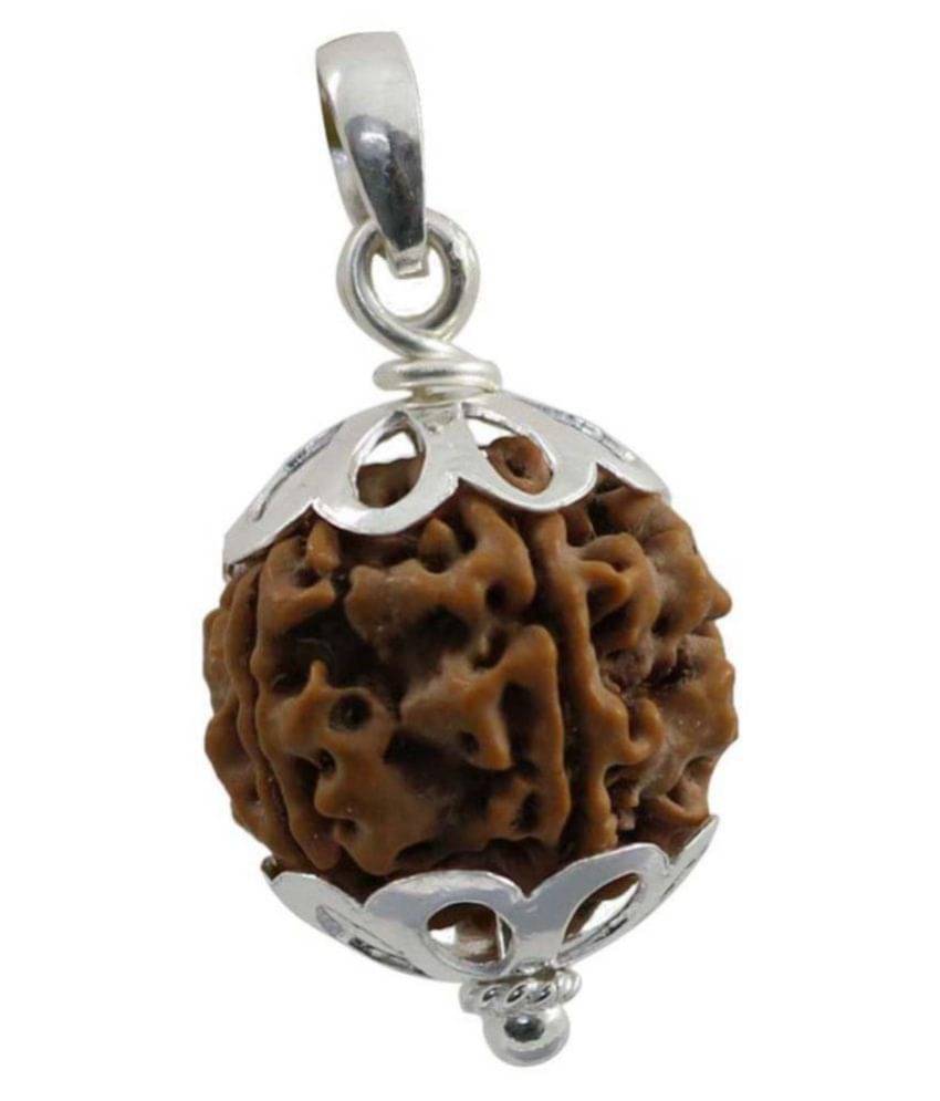     			Real Original Five Mukhi Rudraksh With Real Silver Pendant