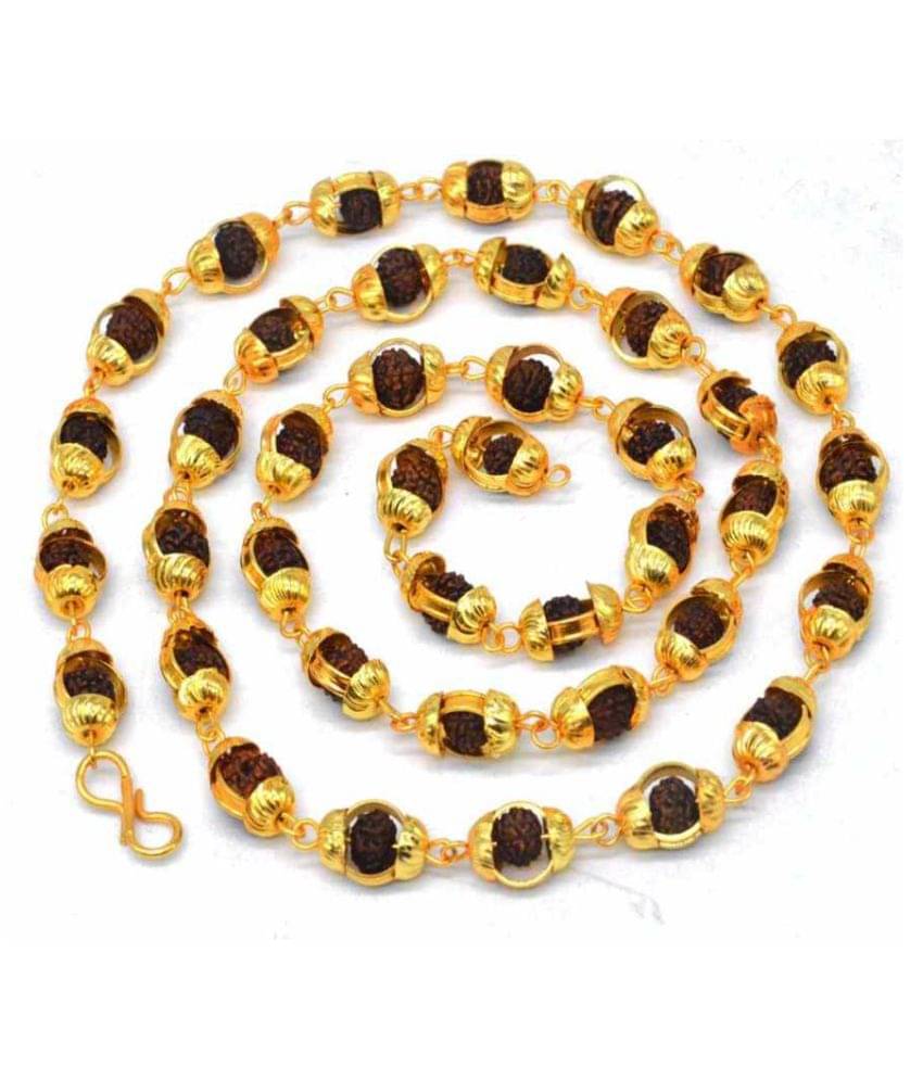     			Onnet Original Rudraksha Mala with high Quality Gold Plated Ring and Cap