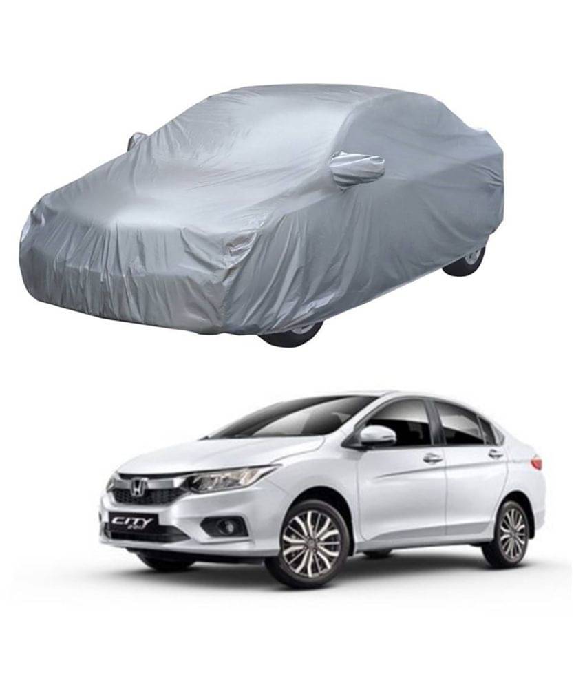 Autoretail Silver Color Dust Proof Car Body Polyster Cover With Mirror Pocket Polyster For Honda City Autoretail Silver Color Dust Proof Car Body Polyster Cover With Mirror Pocket Polyster For Honda City