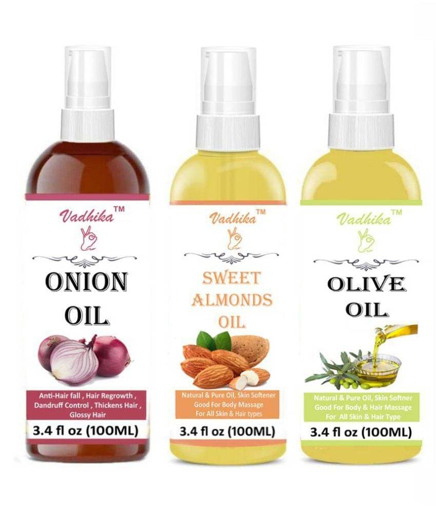     			Vadhika 100% Organic Onion And Sweet Almonds & Olive Oil 300ML ml Pack of 3