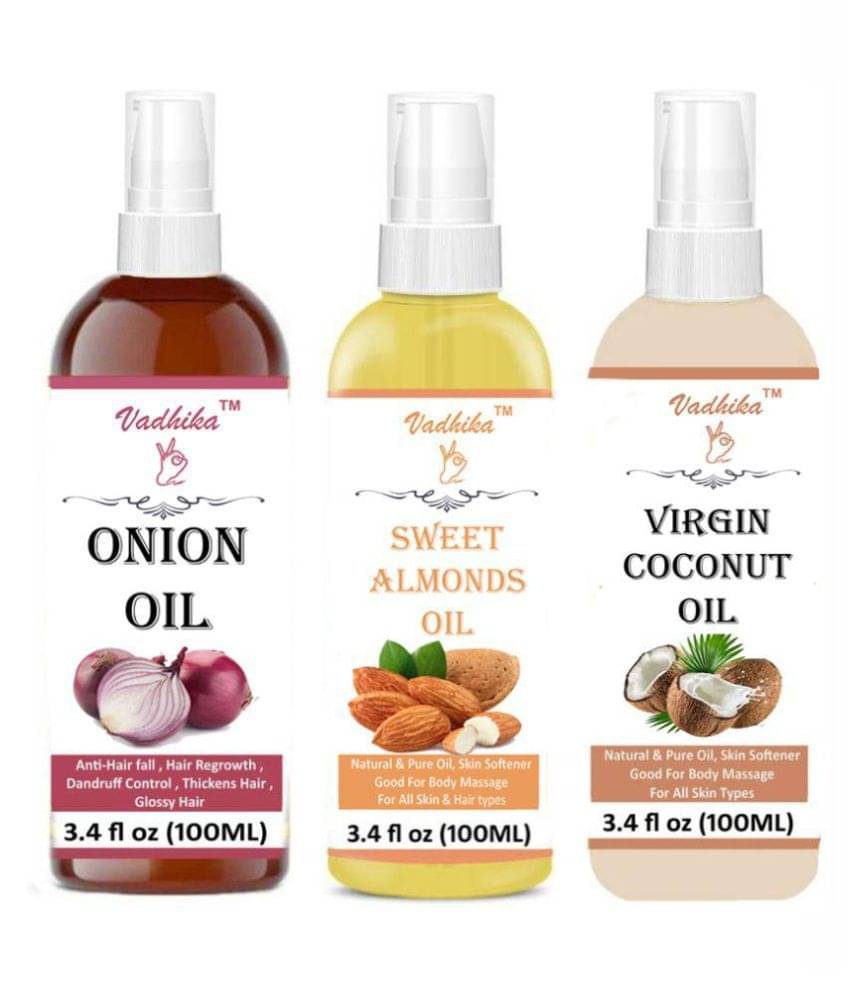     			Vadhika 100% Organic Onion And Sweet Almonds & Coconut Oil 300ML ml Pack of 3