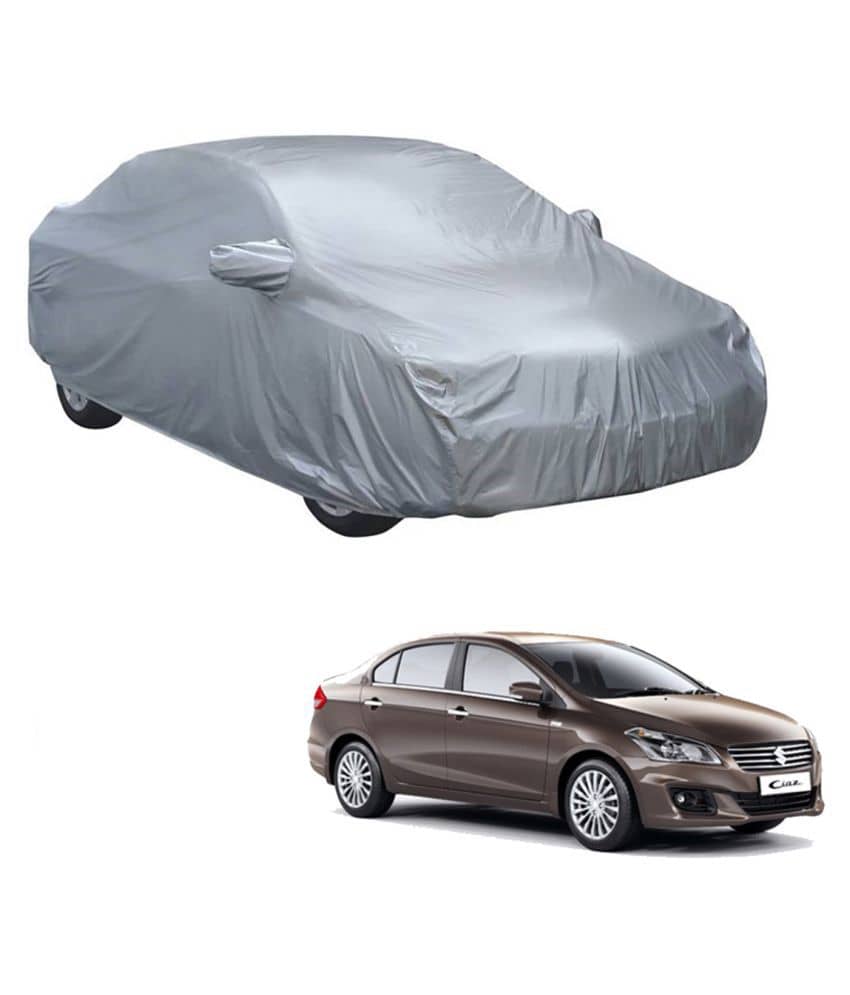 Autoretail Silver Color Dust Proof Car Body Polyster Cover With Mirror Pocket Polyster For Maruti Suzuki Ciaz