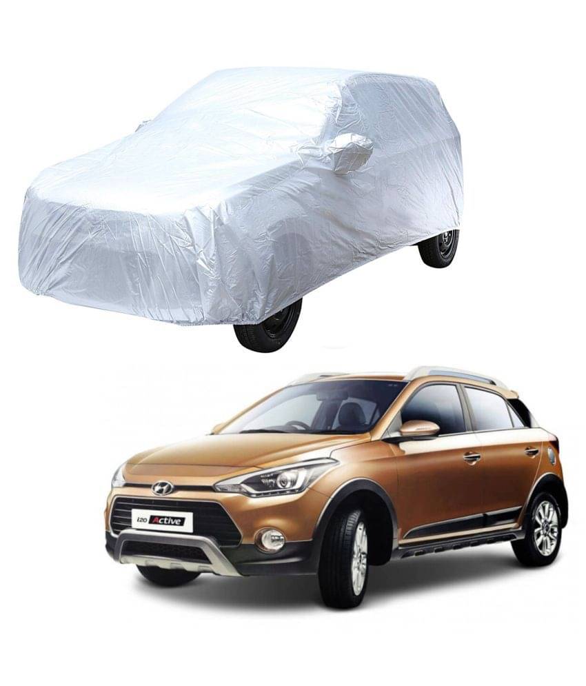 Autoretail Silver Color Dust Proof Car Body Polyster Cover With Mirror Pocket Polyster For Hyundai I20 Active Autoretail Silver Color Dust Proof Car Body Polyster Cover With Mirror Pocket Polyster For Hyundai I20 Active