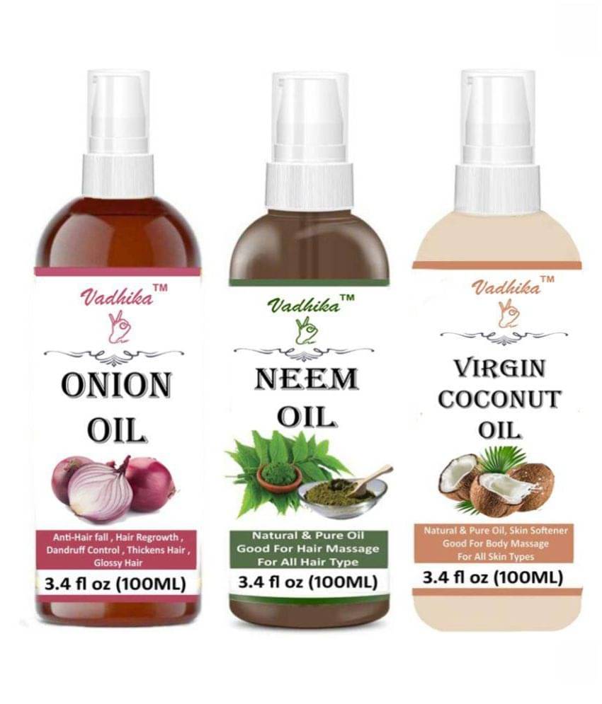 Vadhika 100% Organic Onion And Neem & Coconut Oil 300ML ml Pack of 3 Vadhika 100% Organic Onion And Neem & Coconut Oil 300ML ml Pack of 3