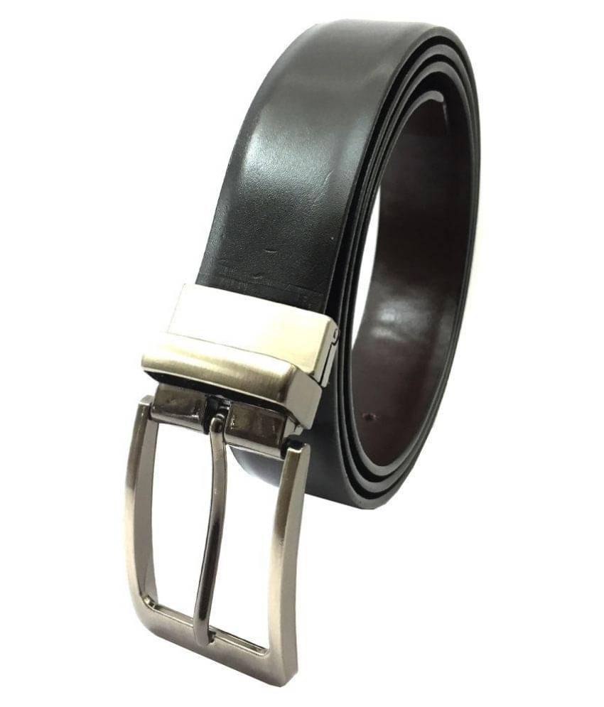     			SAGIR ITALIAN LEATHER Black Faux Leather Casual Belt