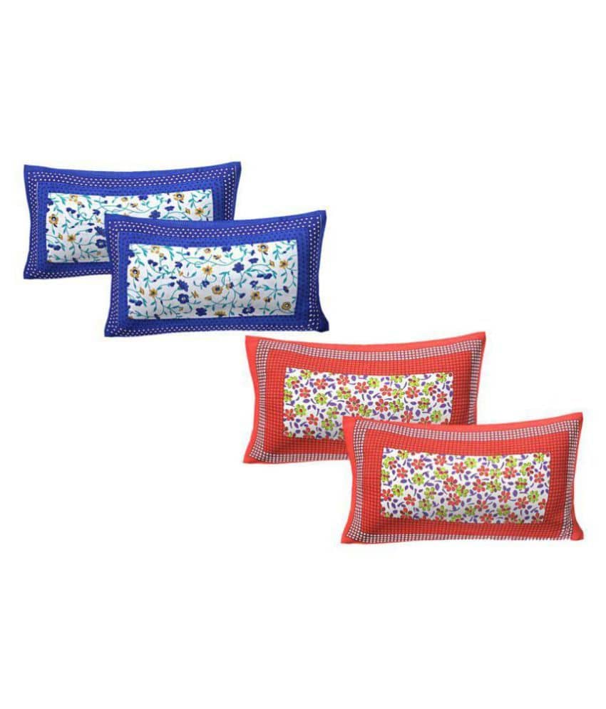 AJ Home Pack of 4 Cotton Multi Pillow Cover (17 X 27 Inch)
