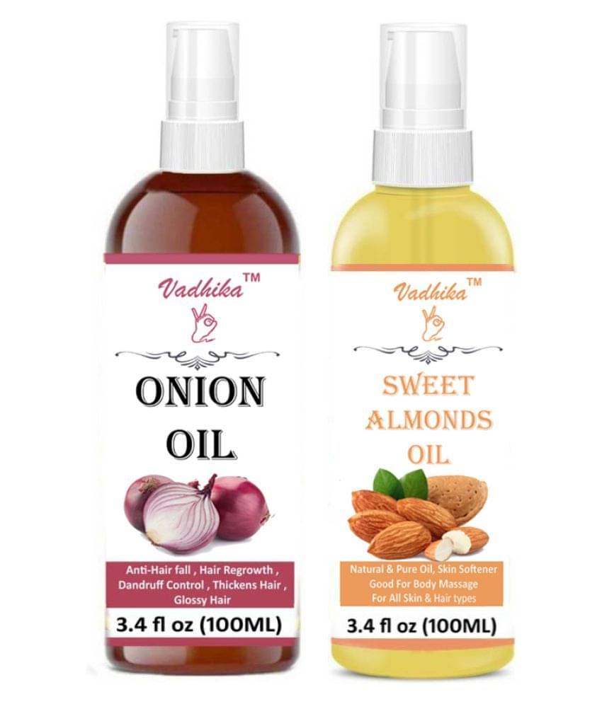     			Vadhika 100% Natural Onion & ALMONDS OIL For Hair Growth 200ML ml Pack of 2
