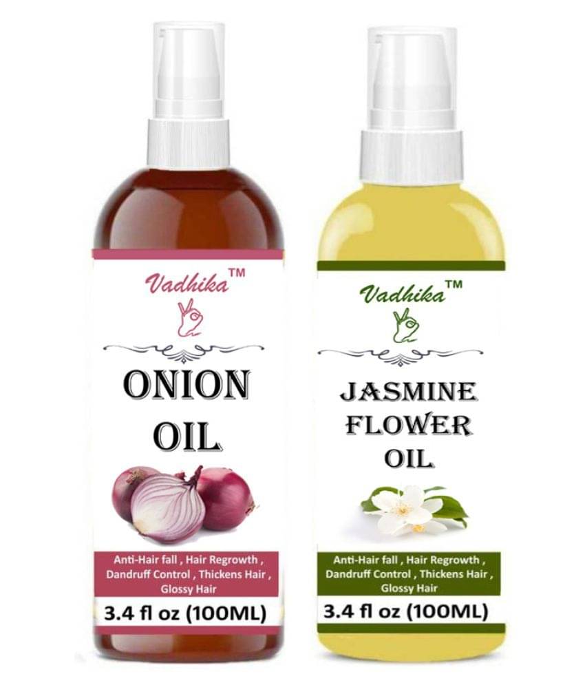 Vadhika 100% Organic ONION Oil And Jasmine Oil 200ML ml Pack of 2 Vadhika 100% Organic ONION Oil And Jasmine Oil 200ML ml Pack of 2
