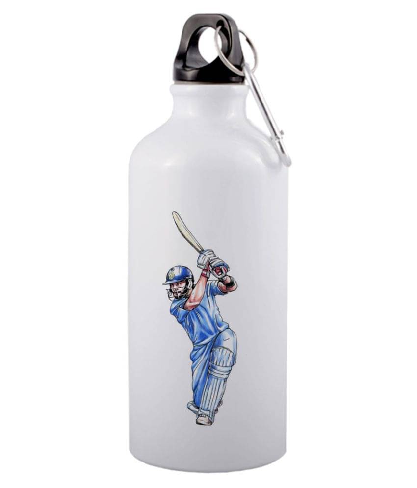     			COLOR YARD best virat kohli with bat and pad design on White 600 ml Aluminum Water Bottle Set of 1