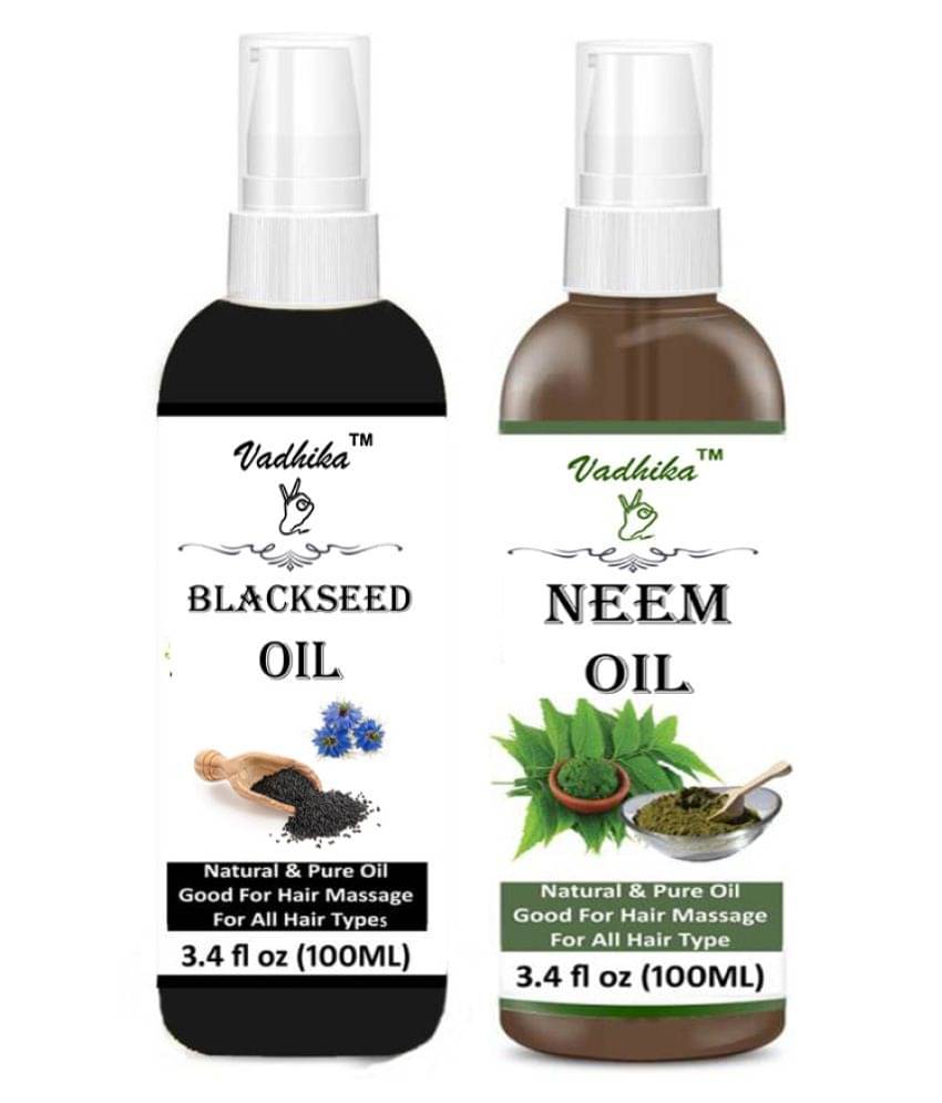 Vadhika 100% Pure & BLACK SEED OIL & NEEM OIL 200ML ml Pack of 2 Vadhika 100% Pure & BLACK SEED OIL & NEEM OIL 200ML ml Pack of 2