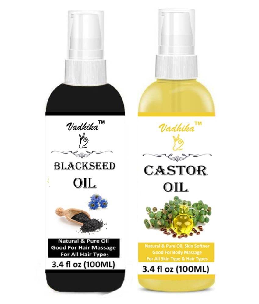 Vadhika 100% Pure & BLACK SEED & CASTOR OIL 200ML ml Pack of 2 Vadhika 100% Pure & BLACK SEED & CASTOR OIL 200ML ml Pack of 2