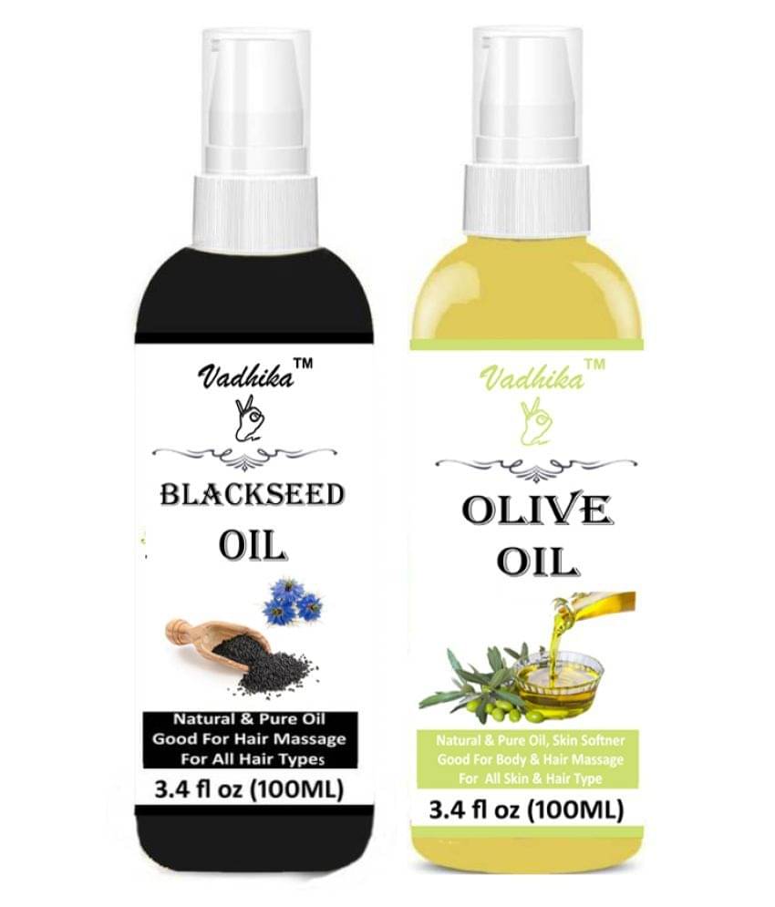 Vadhika 100% Pure & BLACK SEED & OLIVE OIL 200ML ml Pack of 2 Vadhika 100% Pure & BLACK SEED & OLIVE OIL 200ML ml Pack of 2