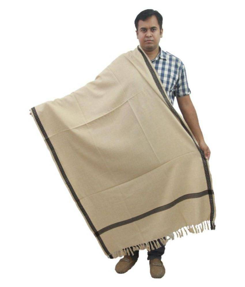     			Vrinde GhostWhite Solid Woolen Shawls