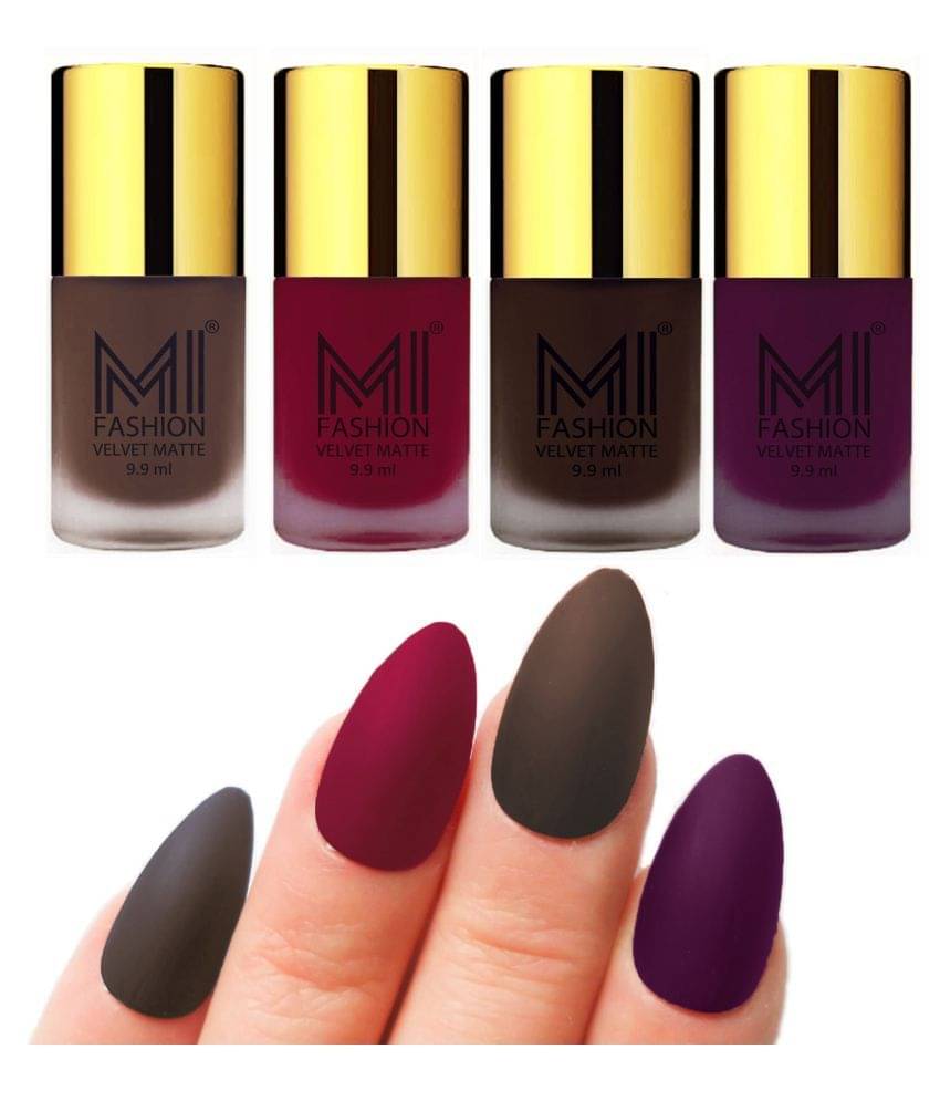 MI FASHION Dull Rough Velvet Matte Nail Polish Coffee,Mauve,Dark Brown,Purple Matte Pack of 4 mL MI FASHION Dull Rough Velvet Matte Nail Polish Coffee,Mauve,Dark Brown,Purple Matte Pack of 4 mL