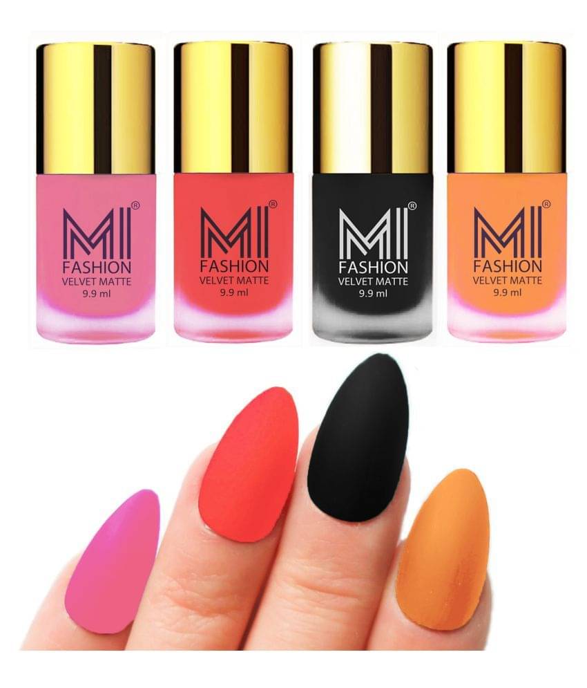 MI FASHION Dull Rough Velvet Matte Nail Polish Baby Pink,Orange,Wine,Saffron Matte 39.6 ml Pack of 4 MI FASHION Dull Rough Velvet Matte Nail Polish Baby Pink,Orange,Wine,Saffron Matte 39.6 ml Pack of 4