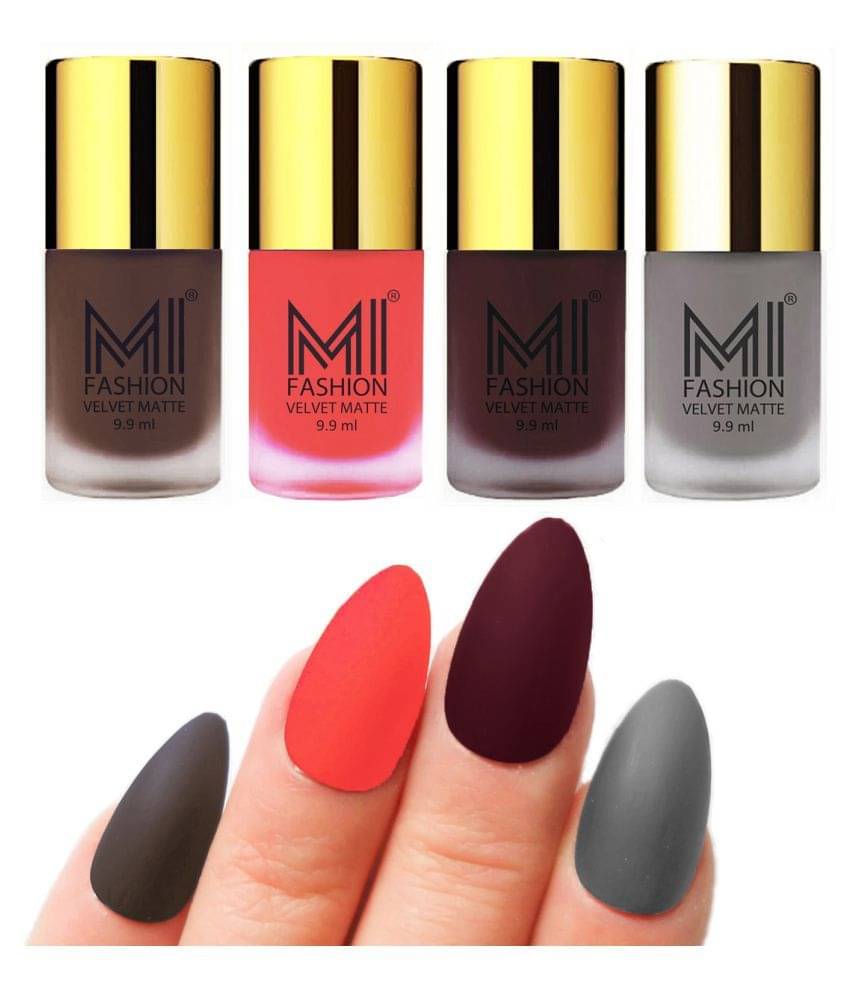 MI FASHION Dull Rough Velvet Matte Nail Polish Coffee,Orange,Wine,Grey Matte 39.6 ml Pack of 4 MI FASHION Dull Rough Velvet Matte Nail Polish Coffee,Orange,Wine,Grey Matte 39.6 ml Pack of 4
