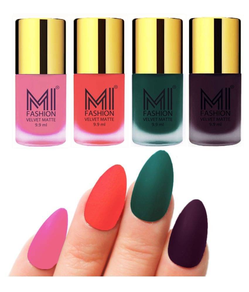 MI FASHION Dull Rough Velvet Matte Nail Polish Baby Pink,Orange,Dark Green,Purple Matte Pack of 4 mL MI FASHION Dull Rough Velvet Matte Nail Polish Baby Pink,Orange,Dark Green,Purple Matte Pack of 4 mL