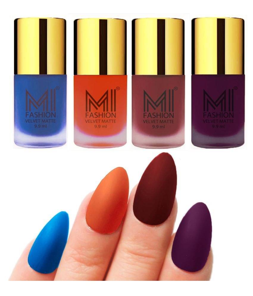 MI FASHION Dull Rough Velvet Matte Nail Polish Navy Blue,Orange,Maroon,Purple Matte Pack of 4 mL MI FASHION Dull Rough Velvet Matte Nail Polish Navy Blue,Orange,Maroon,Purple Matte Pack of 4 mL