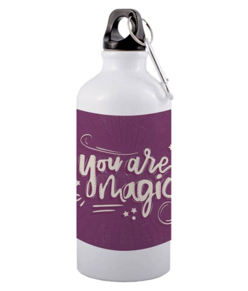 COLOR YARD best design printed White 600 ml Aluminum Water Bottle Set of 1 COLOR YARD best design printed White 600 ml Aluminum Water Bottle Set of 1