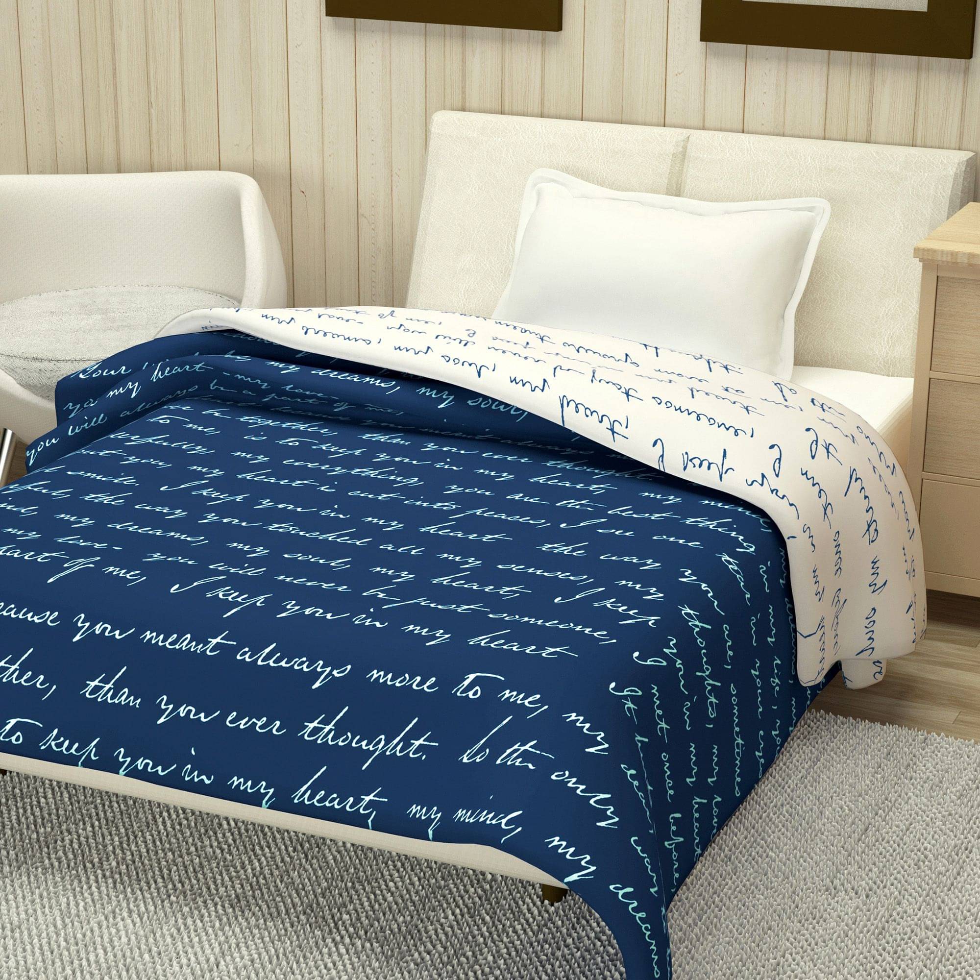     			DIVINE CASA Single Polyester Blue Abstract Quilt Coordinated