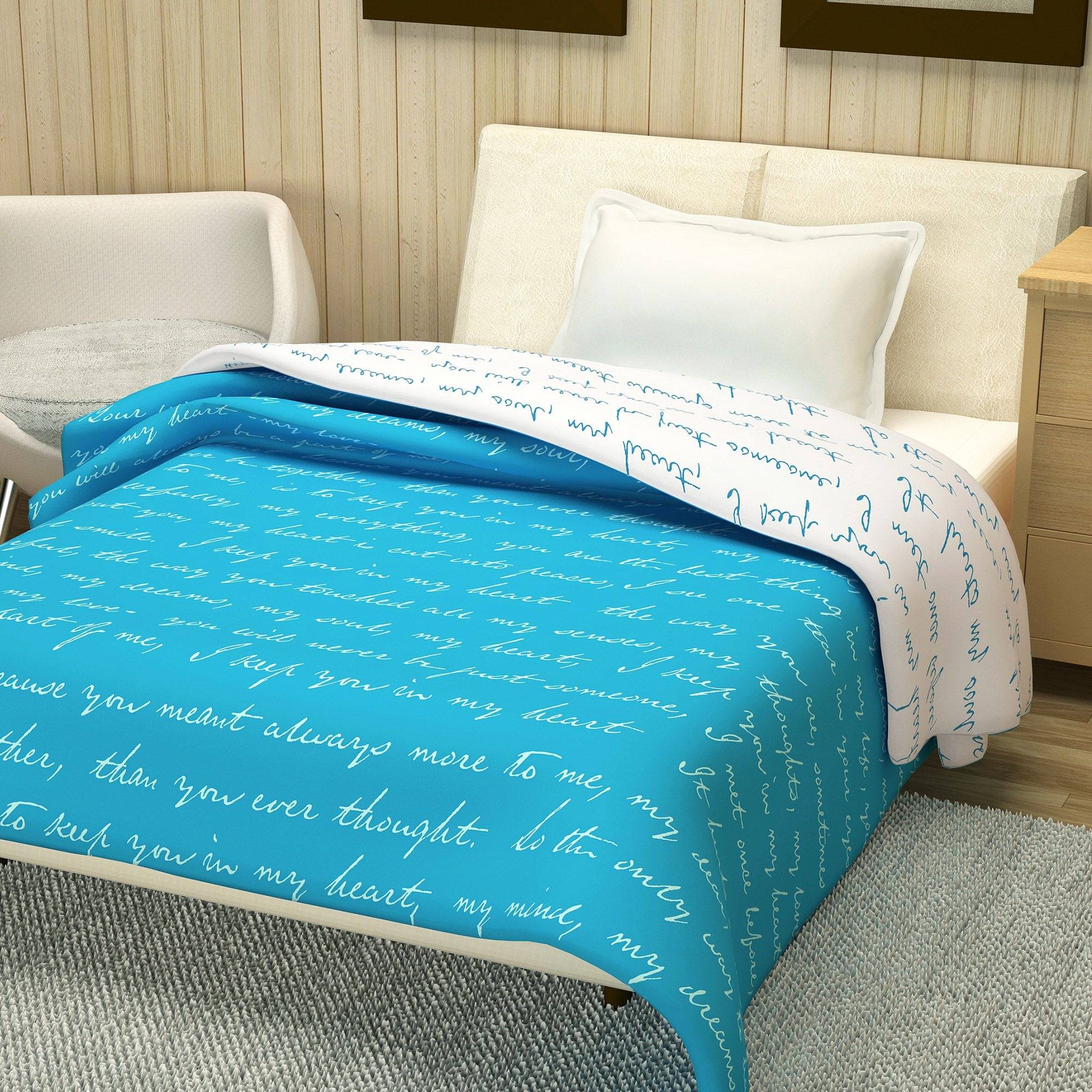 DIVINE CASA Single Polyester Blue Abstract Quilt Coordinated DIVINE CASA Single Polyester Blue Abstract Quilt Coordinated