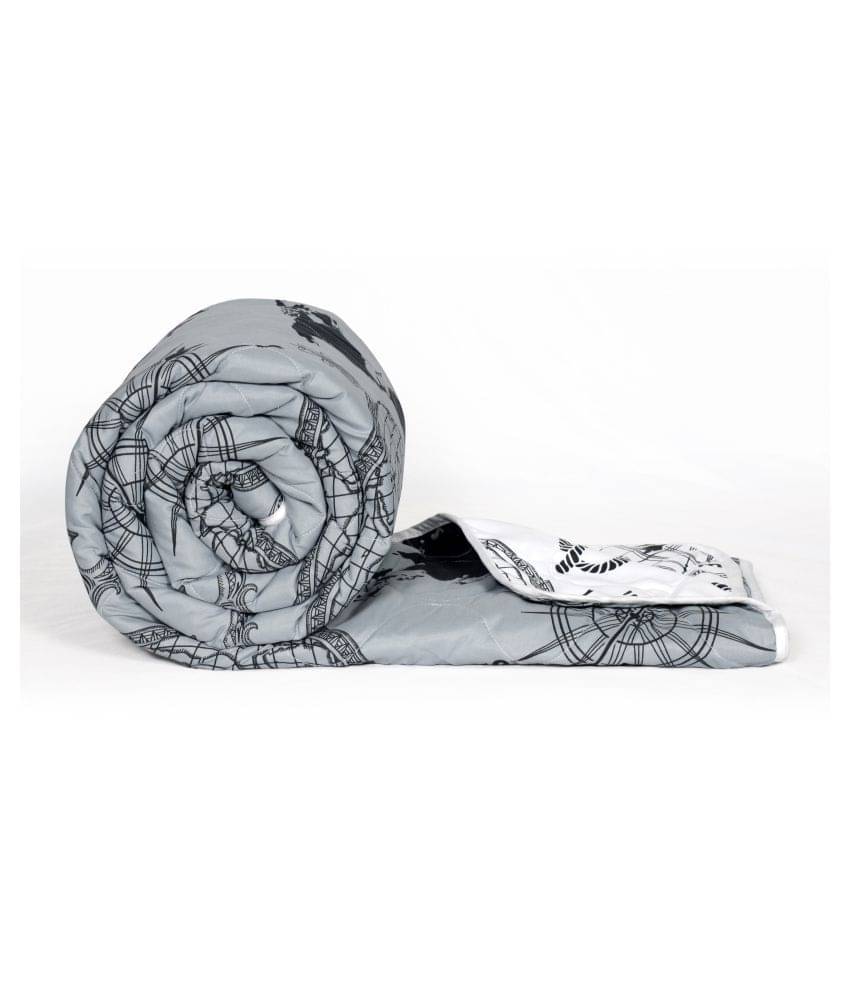 DIVINE CASA Single Polyester Gray Abstract Quilt Coordinated DIVINE CASA Single Polyester Gray Abstract Quilt Coordinated