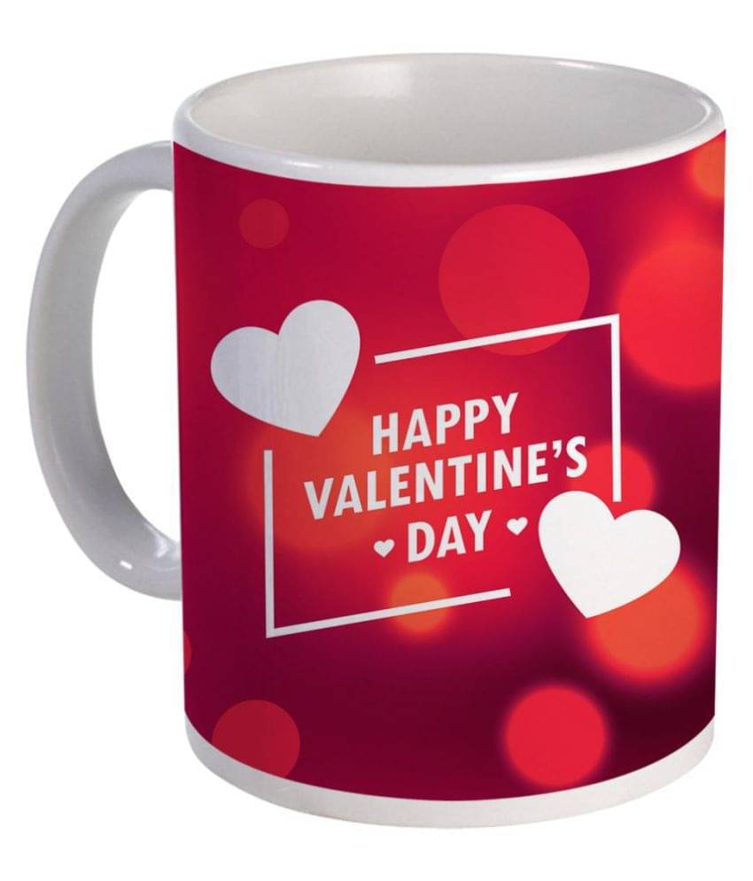     			COLOR YARD best happy valentine day on square design printed Ceramic Coffee Mug 1 Pcs 300 ml