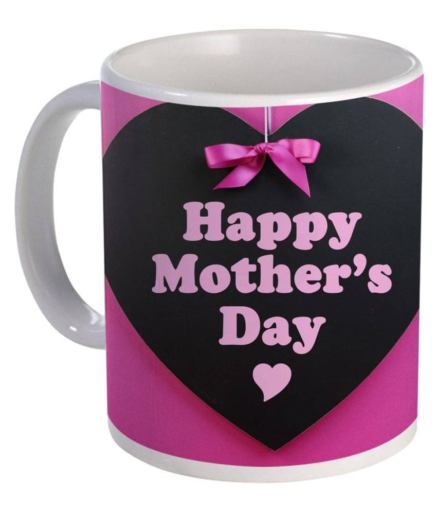 COLOR YARD best happy mothers day on black heart design Ceramic Coffee Mug 1 Pcs 325 ml COLOR YARD best happy mothers day on black heart design Ceramic Coffee Mug 1 Pcs 325 ml